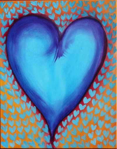 Blauwe harten, 2023 (acrylverf op doek) door Gerrit Greve
