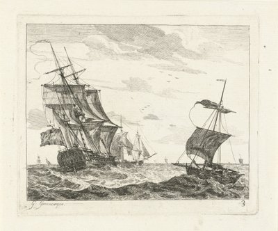 Zeilschepen op onrustige zee door Gerrit Groenewegen