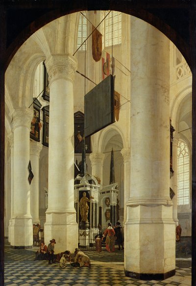 Interieur van de Nieuwe Kerk in Delft met het graf van Willem de Zwijger, 1650 door Gerrit Houckgeest