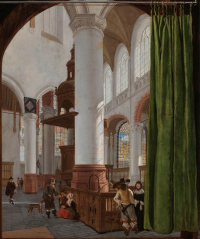 Interieur van de Oude Kerk in Delft door Gerrit Houckgeest