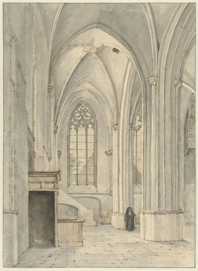 Interieur van de kerk van Rhenen door Gerrit Lamberts