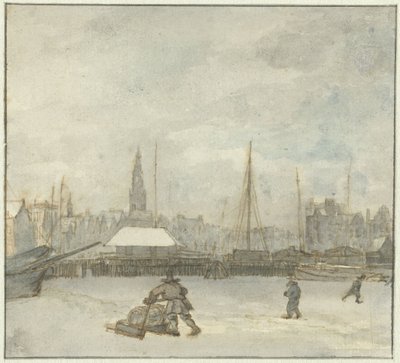 Wintergezicht te Amsterdam door Gerrit Lamberts