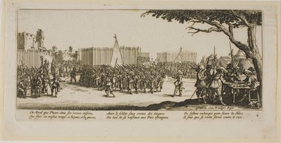 Rekrutering van troepen, plaat twee uit De grote ellende van de oorlog door Gerrit Lucasz van Schagen