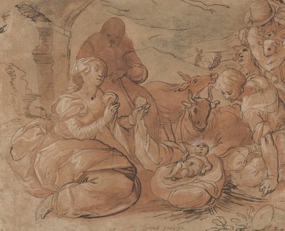 De aanbidding van de herders door Gerrit Pietersz Sweelink