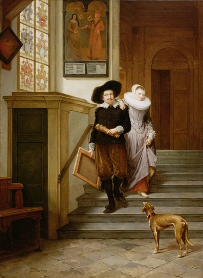 Frans Hals (1580-1666) en zijn vrouw Lysbeth Reyniersdr door Gerrit Postma