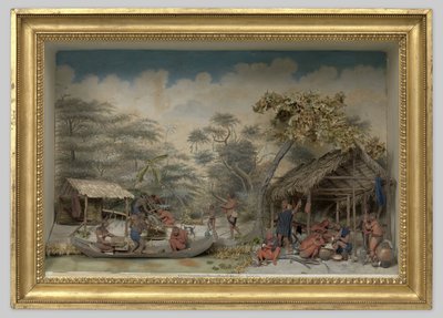 Diorama van een Caribisch kamp door Gerrit Schouten