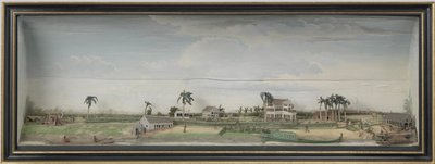 Diorama van de Zeezigt koffie- en katoenplantage in Suriname, ca.1815-21 door Gerrit Schouten