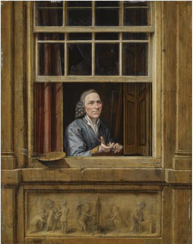 Zelfportret in een raam door Gerrit Zegelaar