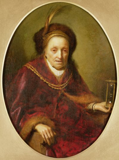 Een Oude Vrouw met een Zandloper door Gerrit Dou