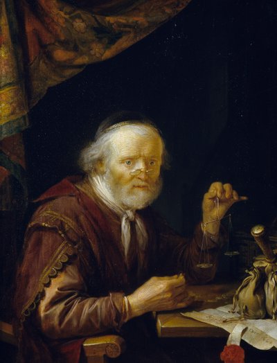 Goud wegen door Gerrit or Gerard Dou
