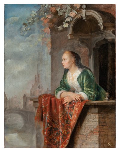 Jonge Dame op een Balkon, ca. 1664 door Gerrit Dou