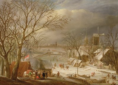 Een Bruiloftsfeest bij een Bevroren Rivier door Gerrit van Battem