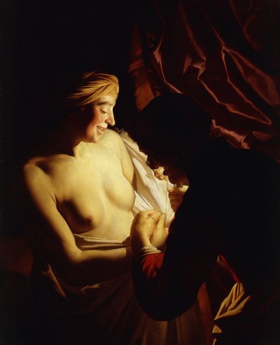 Een Jonge Vrouw en haar Dienstmeid door Gerrit van Honthorst
