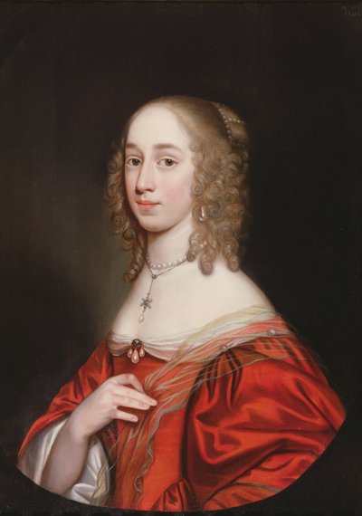 Een portret van een edelvrouw, halve lengte, 1649 door Gerrit van Honthorst