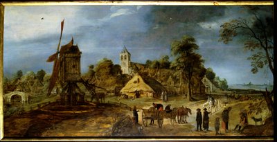 Een dorpsstraat door Gerrit van Honthorst