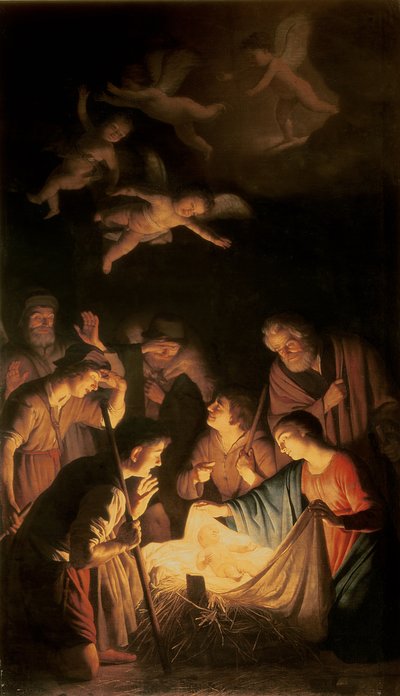 Aanbidding van de herders door Gerrit van Honthorst