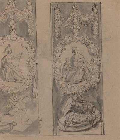 Decoratieve Motieven met Guirlandes (verso) door Gerrit van Honthorst