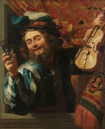 De vrolijke violist. 1623 door Gerrit van Honthorst