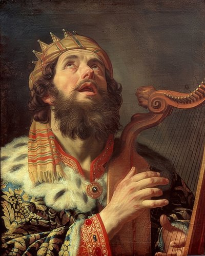 Koning David speelt de harp door Gerrit van Honthorst