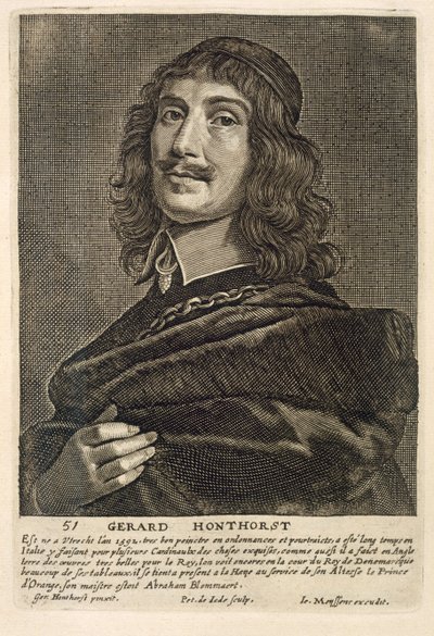 Zelfportret, gegraveerd door Johannes Meyssens (1612-70) door Gerrit van Honthorst