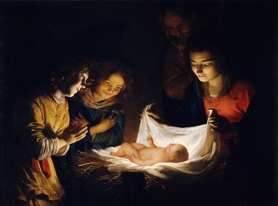 De Aanbidding van het Christuskind door Gerrit van Honthorst