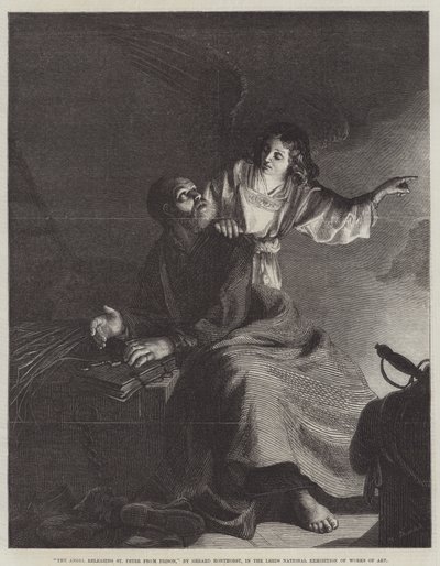 De engel die St. Peter uit de gevangenis bevrijdt door Gerrit van Honthorst
