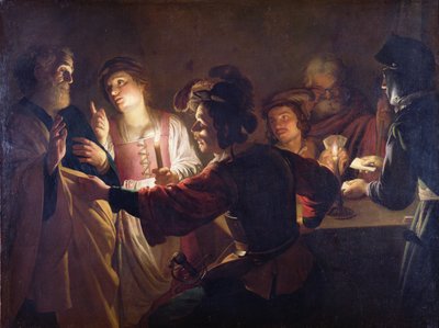 De Verloochening van St. Peter, ca. 1620 door Gerrit van Honthorst