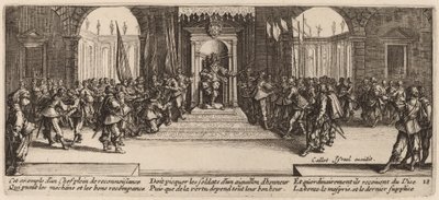 Uitdeling van beloningen door Gerrit van Schagen after Jacques Callot