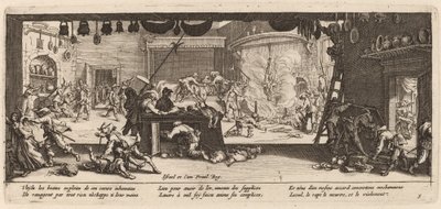 Plundering van een grote boerderij door Gerrit van Schagen after Jacques Callot
