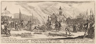 De Brandstapel door Gerrit van Schagen after Jacques Callot