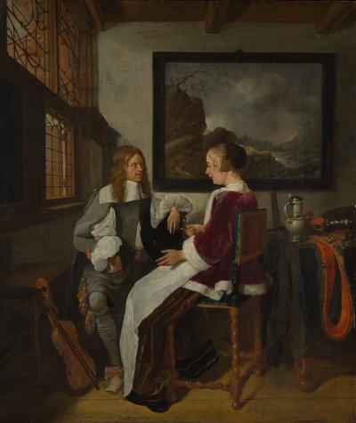 Sentimenteel gesprek, vroege 1660s door Gerritsz Quiringh van Brekelenkam