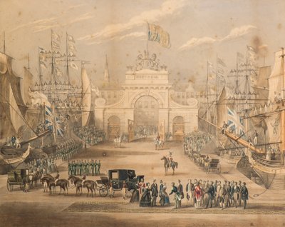 Ontvangst van koningin Victoria, prins Albert en prinses Royal in Dundee door Gershom Gourlay Cumming