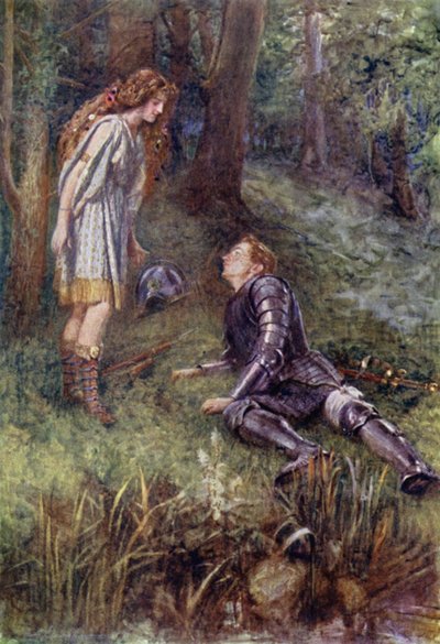 Belphoebe helpt Timias door Gertrude E. Demain (after) Hammond