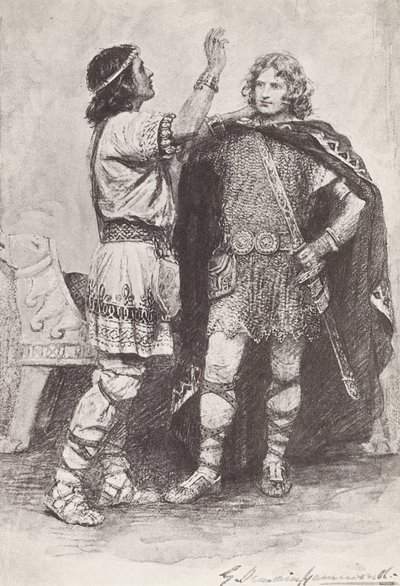 Illustratie voor Het Verhaal van Hereward, De Kampioen van Engeland door Gertrude E. Demain (after) Hammond