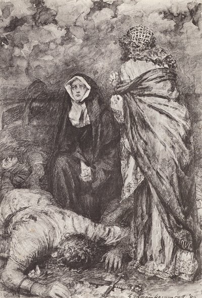 Illustratie voor Het Verhaal van Hereward, De Kampioen van Engeland door Gertrude E. Demain (after) Hammond