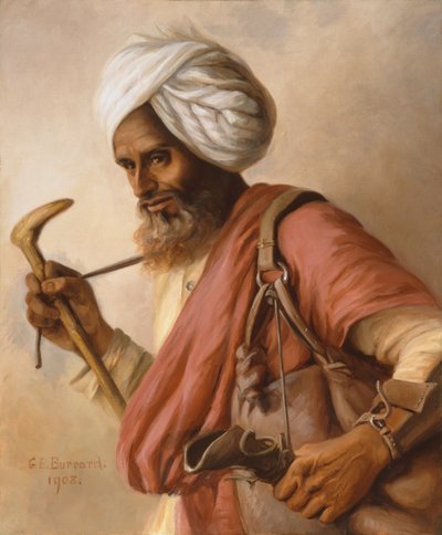 Hasan, waterdrager voor de kunstenaar en haar echtgenoot in Simla in 1908 door Gertrude Ellen Burrard