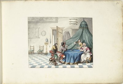 Kaartspelers in een interieur door Gesina ter Borch (signed by artist)