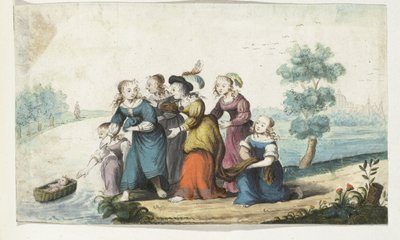 Mozes wordt gevonden door Gesina ter Borch (signed by artist)
