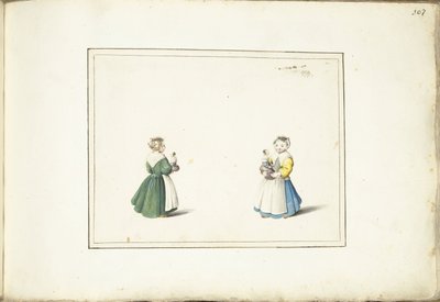 Twee meisjes met een pop door Gesina ter Borch