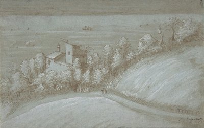 Een huis met een duiventil en bomen aan zee, 16e eeuw door Gherardo Cibo