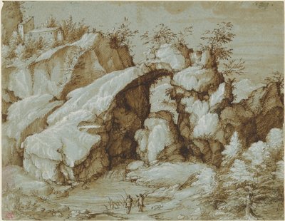 Rotsachtig Landschap met een Natuurlijke Boog door Gherardo Cibo