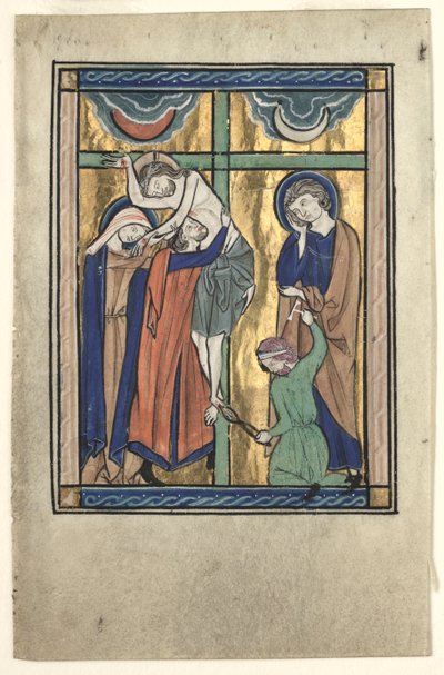 Miniatuur Uitgesneden uit de "Potocki Psalter": De Afzetting door Gherardo Starnina