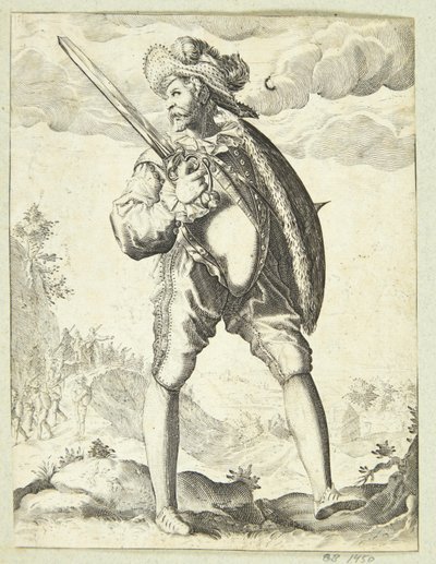 Soldaat gewapend met zwaard en schild door Gheyn, Jacques II de