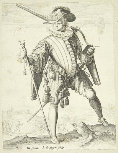 Soldaat met haakbus (arkebus) door Gheyn, Jacques II de
