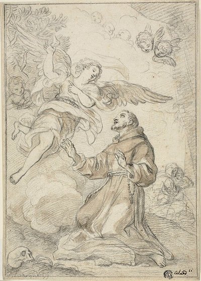 Engel verschijnt aan Sint Dominicus door Giacinto Calandrucci