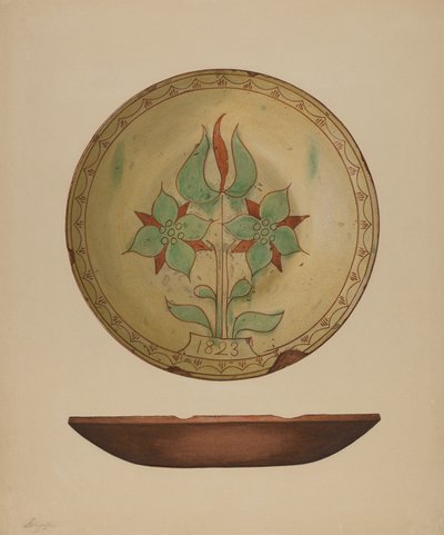 Bord met tulp en twee bloemen, 1938 door Giacinto Capelli