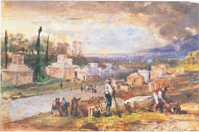 Italië, Pompeii, De Straat van de Graven 1862 door Giacinto Gigante