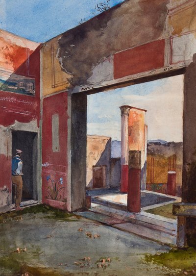 Het huis van Castor en Pollux in Pompeii met een officiële gids, met toevoegingen door een Borbone leerling door Giacinto Gigante