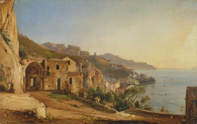 Uitzicht op Amalfi vanuit de grot van de Kapucijnen door Giacinto Gigante