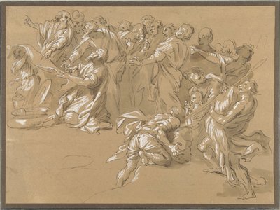 Het vinden van de beker in Benjamins zak (?) door Giacinto Gimignani